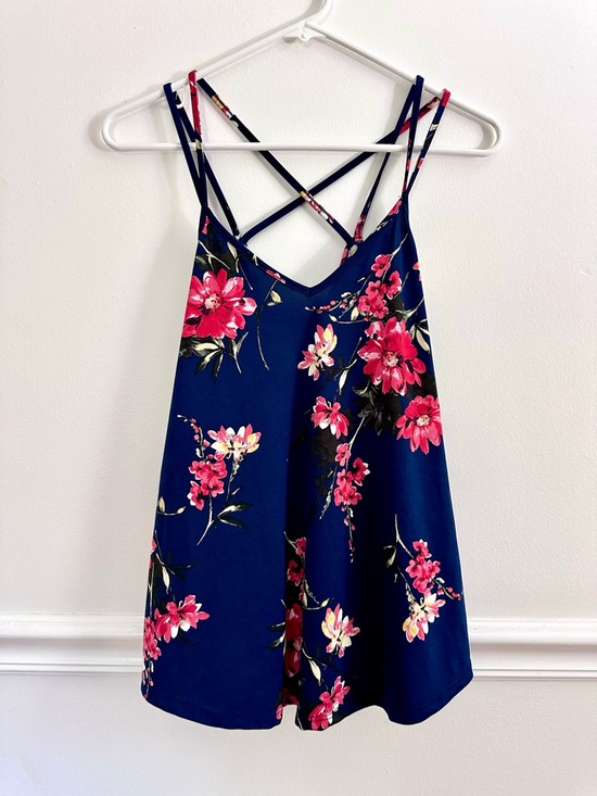 Papermoon Tops - Papermoon Navy Floral Strappy Women's Tank Top